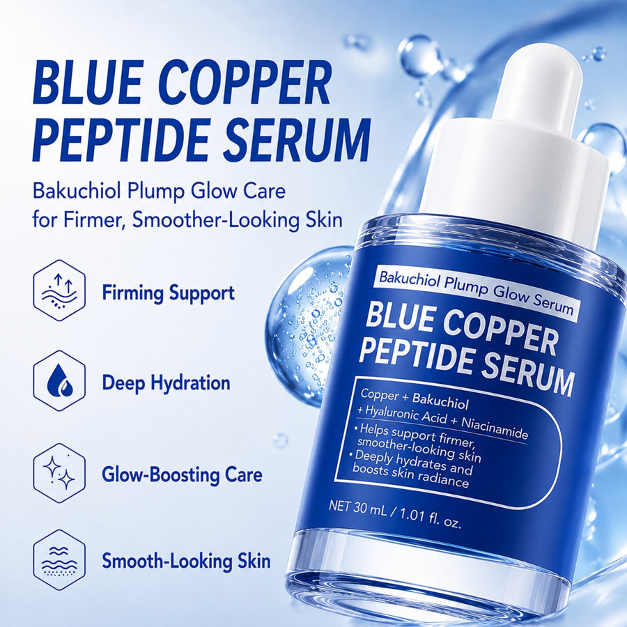 Copper Peptides Serum for Face, GHK-Cu, Bakuchiol & Hyaluronic Acid, 1.0 oz