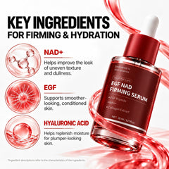 EGF NAD Firming Serum for Face and Neck, Hydrating Facial Serum, 1.01 oz