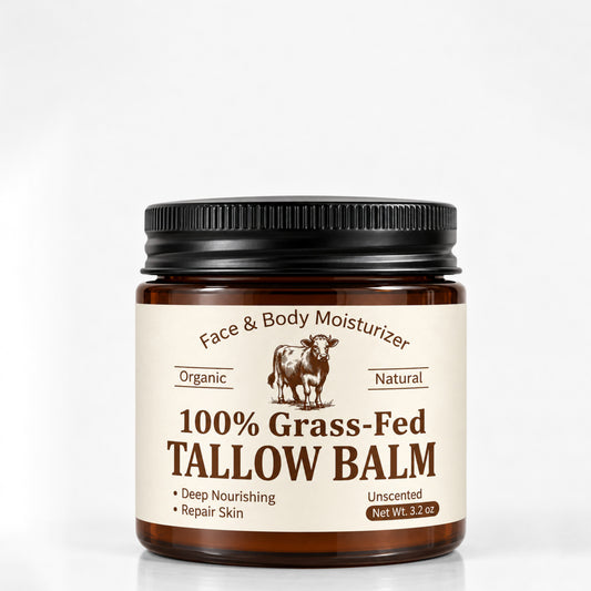 Beef Tallow Face Moisturizer, Organic Grass Fed, Fragrance Free, 3.2 oz