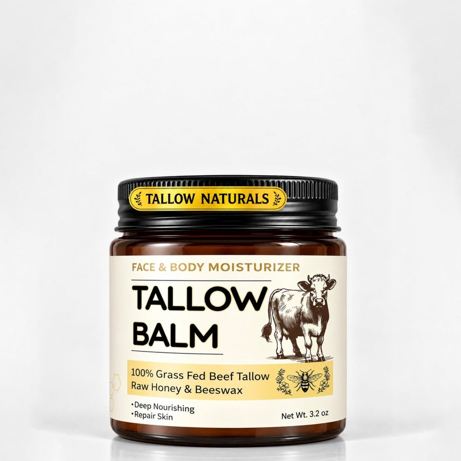 Beef Tallow and Honey Balm, Organic Grass Fed Face Moisturizer, Body Butter - veakoo