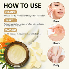 Beef Tallow and Honey Balm, Organic Grass Fed Face Moisturizer, Body Butter - veakoo