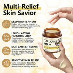 Beef Tallow and Honey Balm, Organic Grass Fed Face Moisturizer, Body Butter - veakoo
