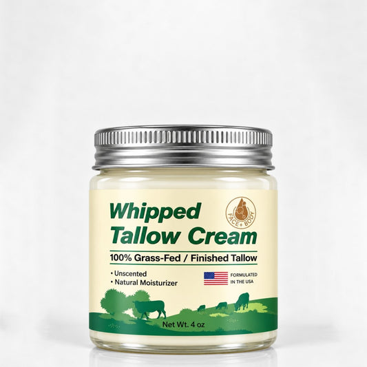 Beef Tallow Balm, Organic Grass Fed, Unscented Face and Body Cream, 4 oz - veakoo