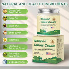 Beef Tallow Balm, Organic Grass Fed, Unscented Face and Body Cream, 4 oz - veakoo