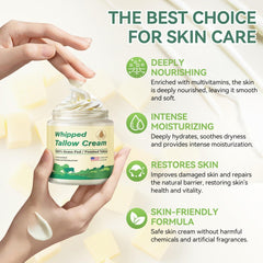Beef Tallow Balm, Organic Grass Fed, Unscented Face and Body Cream, 4 oz - veakoo