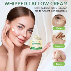 Beef Tallow Balm, Organic Grass Fed, Unscented Face and Body Cream, 4 oz - veakoo