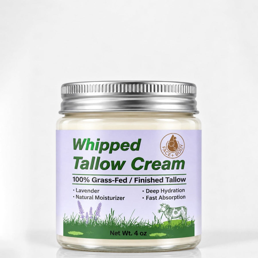 Beef Tallow Balm, Organic Grass Fed, Unscented Face and Body Cream, 4 oz - veakoo
