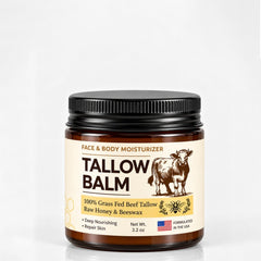 Beef Tallow Balm with Honey, Grass Fed Face Moisturizer, 3.2 oz - veakoo