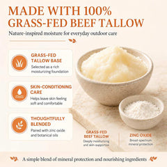 Beef Tallow Sunscreen SPF 50, Zinc Oxide, Grass Fed, Unscented, 2 oz - veakoo