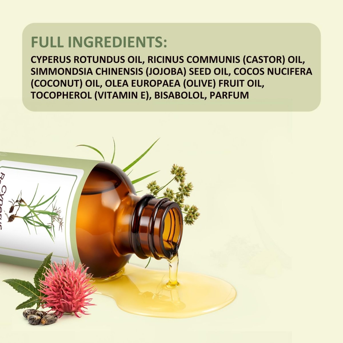 Cyperus Rotundus Oil, Natural Hair Growth Inhibitor for Face and Body, 2 oz - veakoo