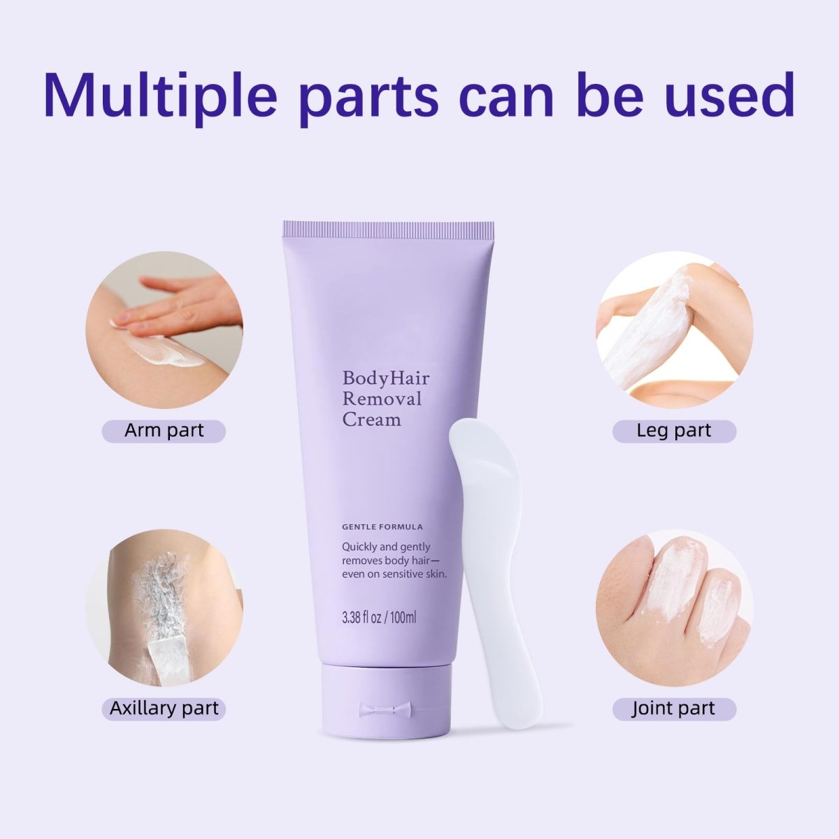 Hair Removal Cream for Women, Legs Arms Underarms and Bikini, with Spatula, 3.38oz - veakoo