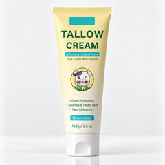 Whipped Beef Tallow Cream, Unscented Face and Body Moisturizer, 3.5 oz