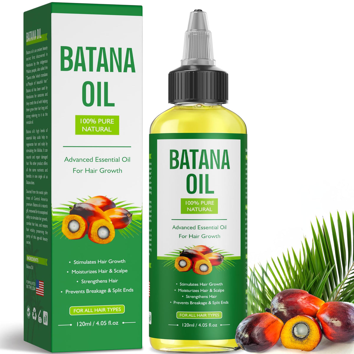 Batana Oil for Hair Care | Unrefined Honduran Oil for Dry Hair, Scalp & Hair Repair, 4.05 oz