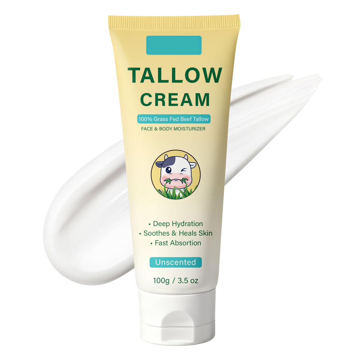 Whipped Beef Tallow Cream, Unscented Face and Body Moisturizer, 3.5 oz