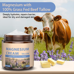 Magnesium Cream with Grass-Fed Beef Tallow, Nighttime Body Care, 4 oz