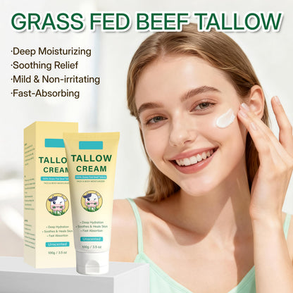 Whipped Beef Tallow Cream, Unscented Face and Body Moisturizer, 3.5 oz