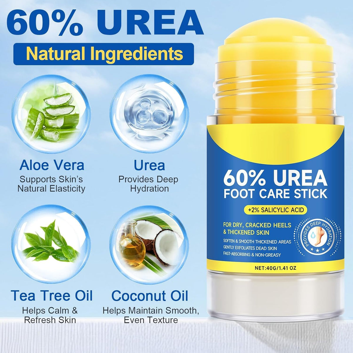 60% Urea Foot Cream Stick with 2% Salicylic Acid, 1.41 oz