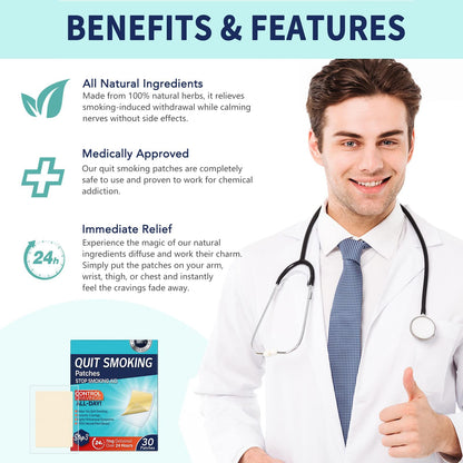 Nicotine-Free Smoking Support Patches, Daily Wellness, 30 Patches