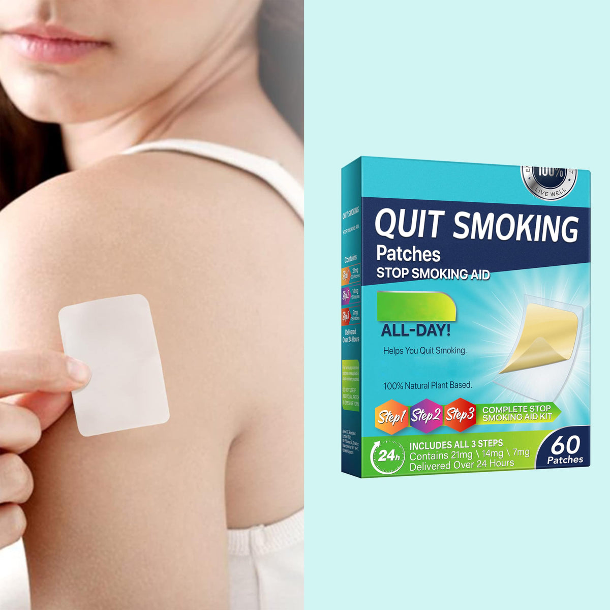 Nicotine-Free Smoking Support Patches, Daily Wellness, 60 Patches
