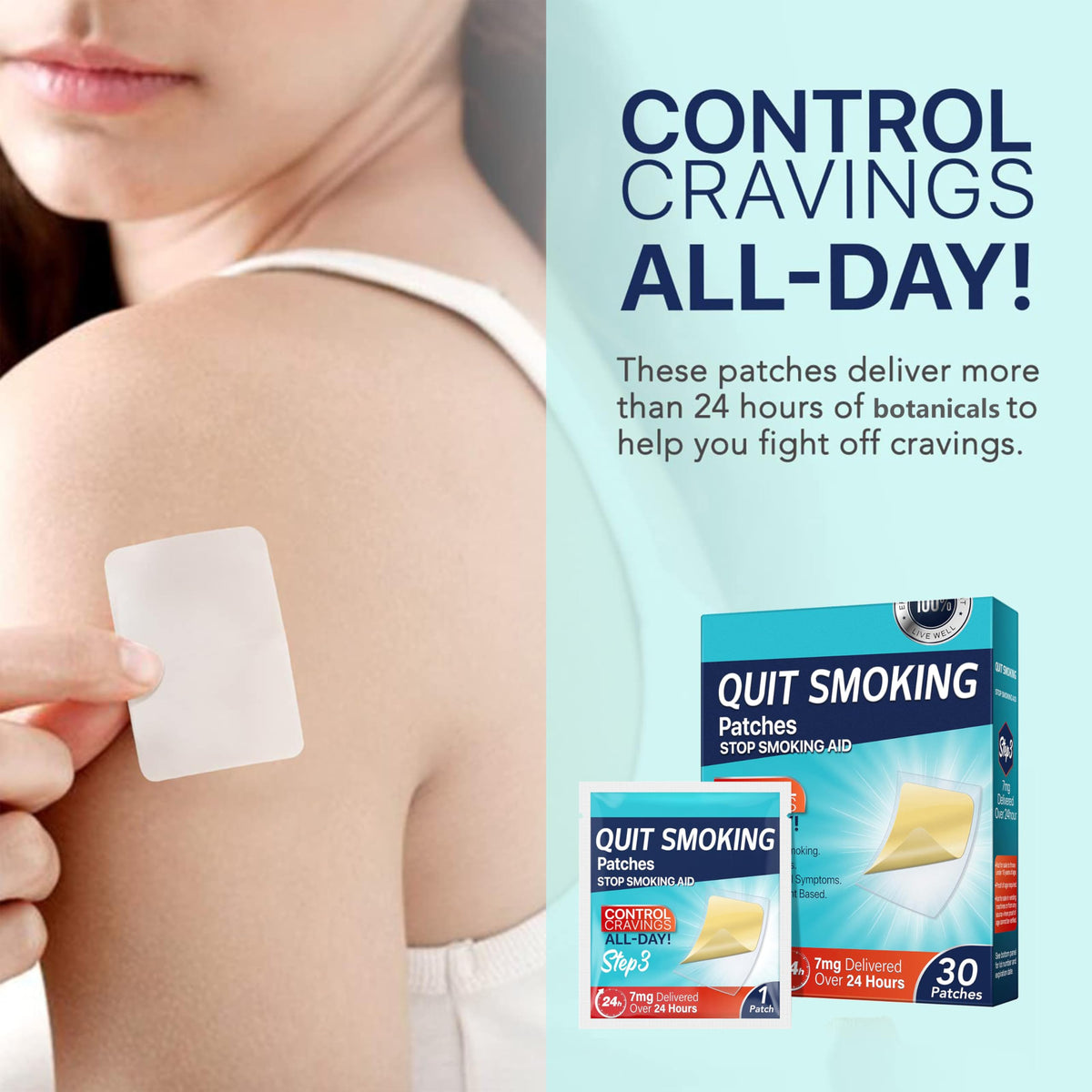 Nicotine-Free Smoking Support Patches, Daily Wellness, 30 Patches