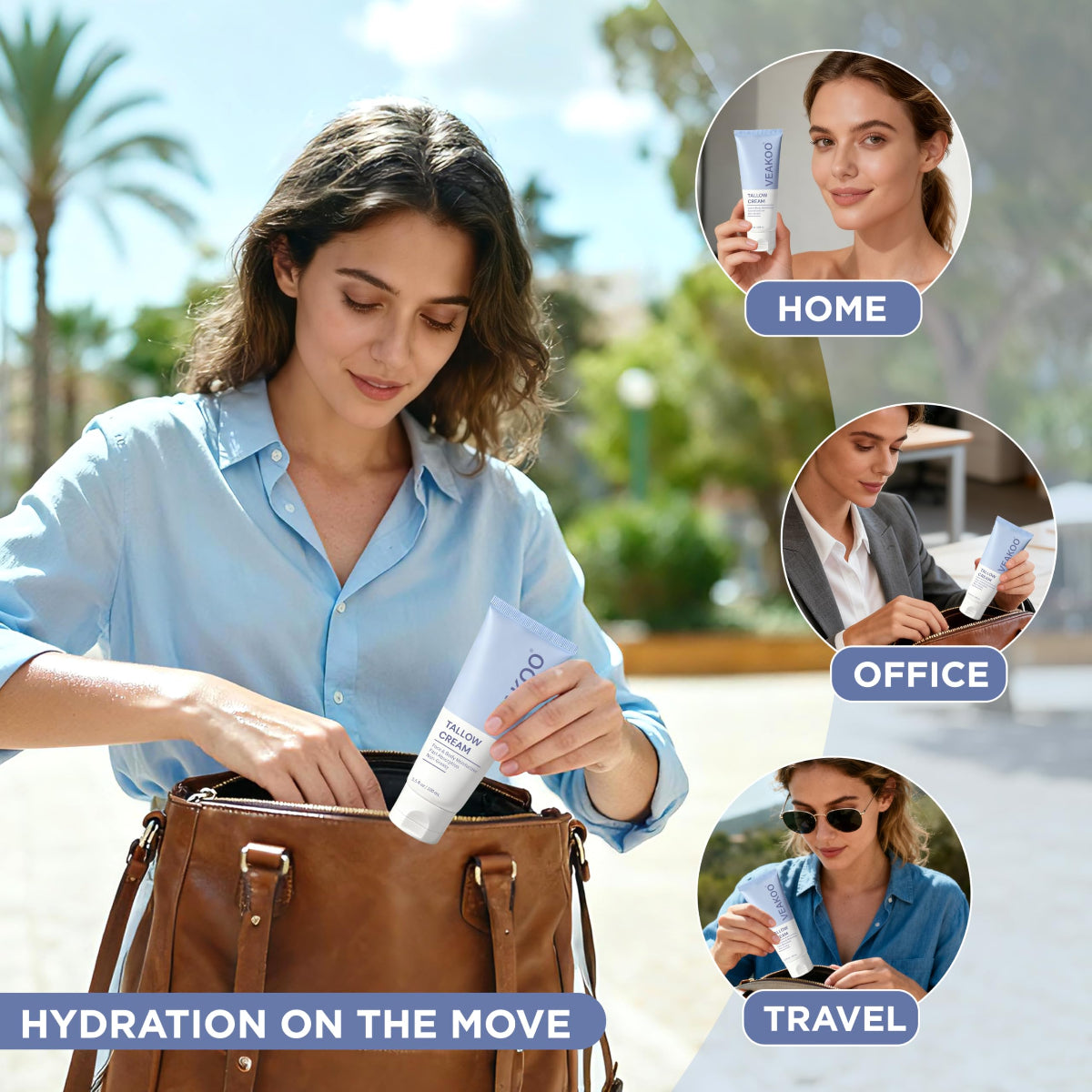 Grass-Fed Beef Tallow Face Cream - Natural Moisturizing Balm (3.5oz Tube) - veakoo