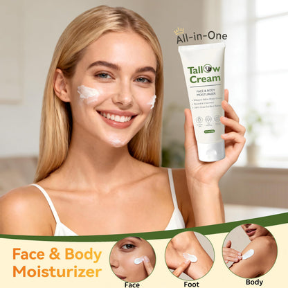 Grass-Fed Beef Tallow Cream, Whipped Face and Body Moisturizer, 3.5 oz