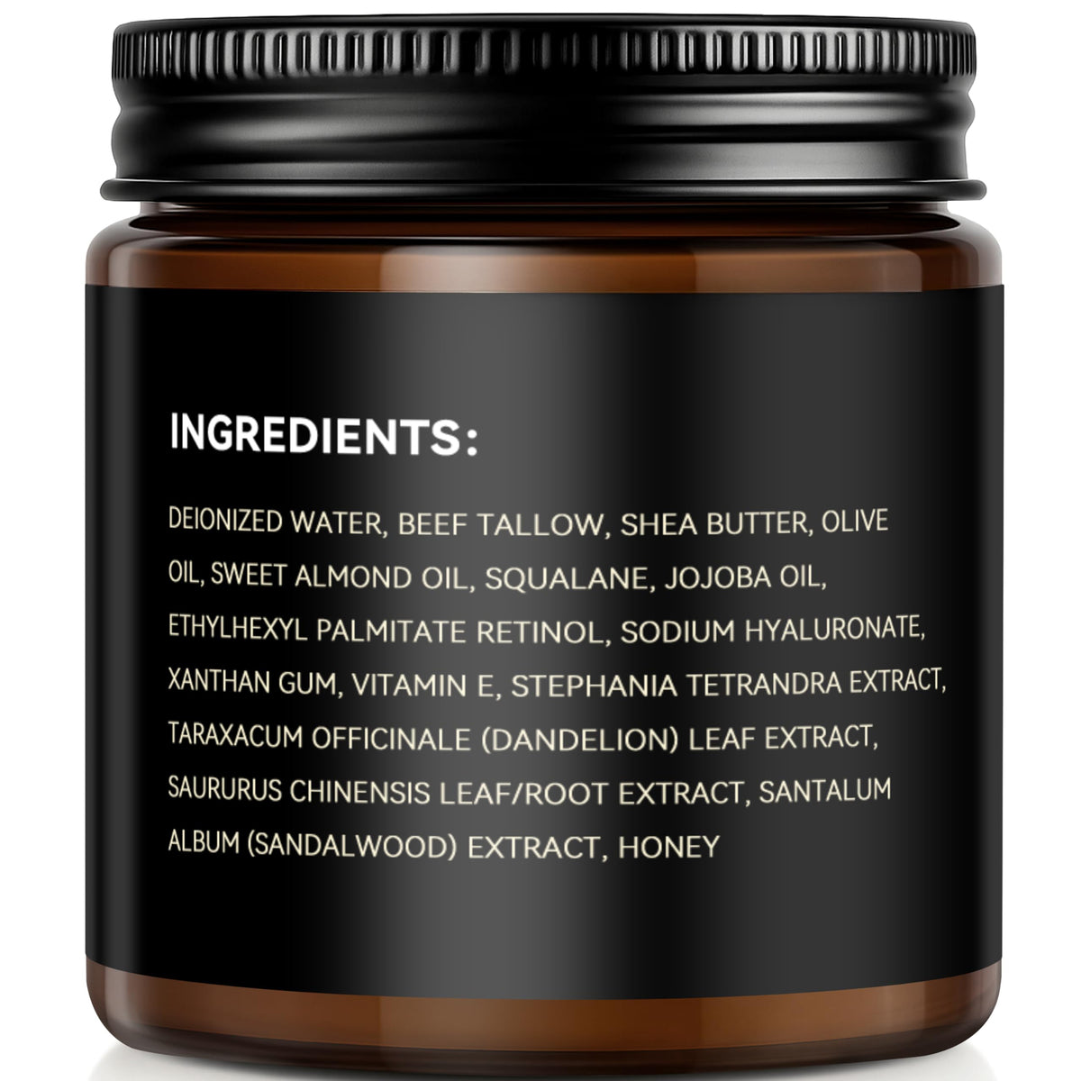 Mens Beef Tallow Balm with Retinol and Hyaluronic Acid, Sandalwood, 3.5 oz