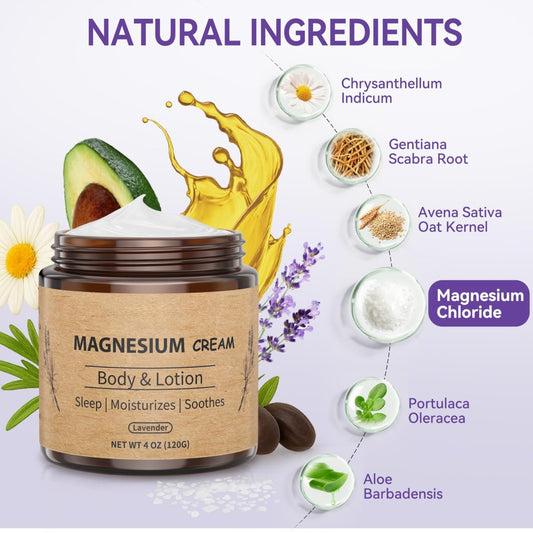 Magnesium Body Butter with Jojoba Oil and Shea Butter, Safe for Kids, 4 oz - veakoo