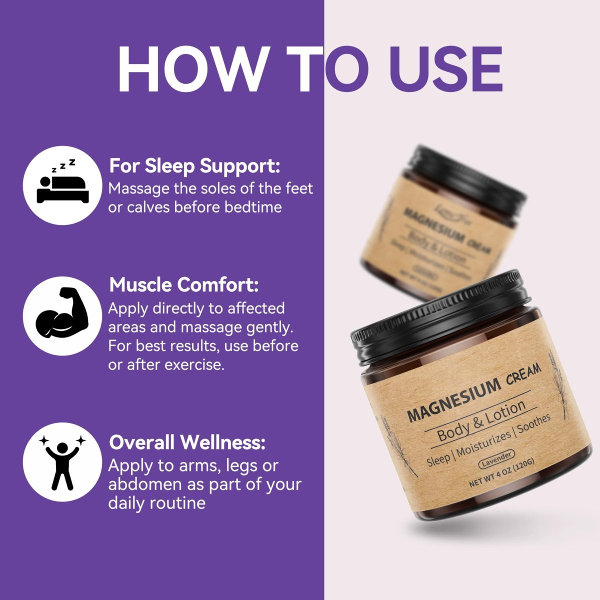 Magnesium Body Butter with Jojoba Oil and Shea Butter, Safe for Kids, 4 oz - veakoo