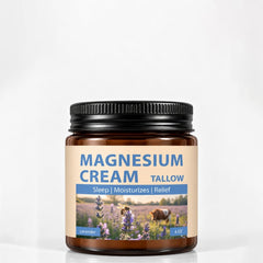 Magnesium Cream with Grass Fed Beef Tallow, Nighttime Body Care, 4 oz - veakoo