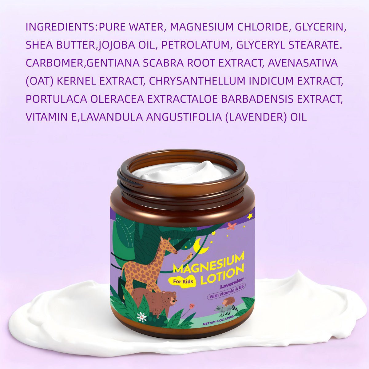 Magnesium Lotion, Grass Fed Tallow, Sleep and Muscle Support, Lavender 4 oz - veakoo