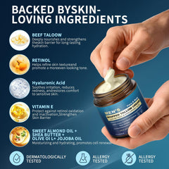Mens Beef Tallow Balm with Retinol and Hyaluronic Acid, Unscented, 3.5 oz - veakoo