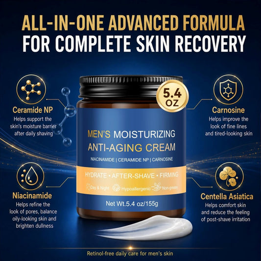 Mens Face Moisturizer with Niacinamide, Ceramide and Carnosine, 5.4 oz - veakoo