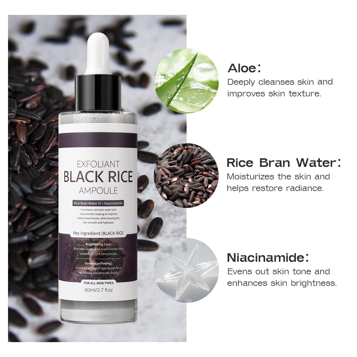 Peel Shot Glow Black Rice Exfoliant Peeling Ampoule(2.7fl.oz) - veakoo