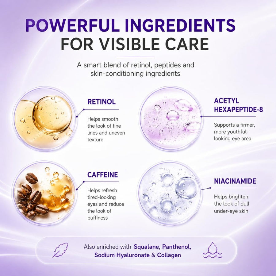 Retinol Eye Cream, Anti-Aging for Dark Circles and Puffiness, 1.06 oz - veakoo