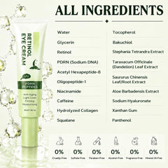 Retinol Eye Cream with PDRN and Peptides, Anti-Aging Under Eye Care, 1.06 oz - veakoo
