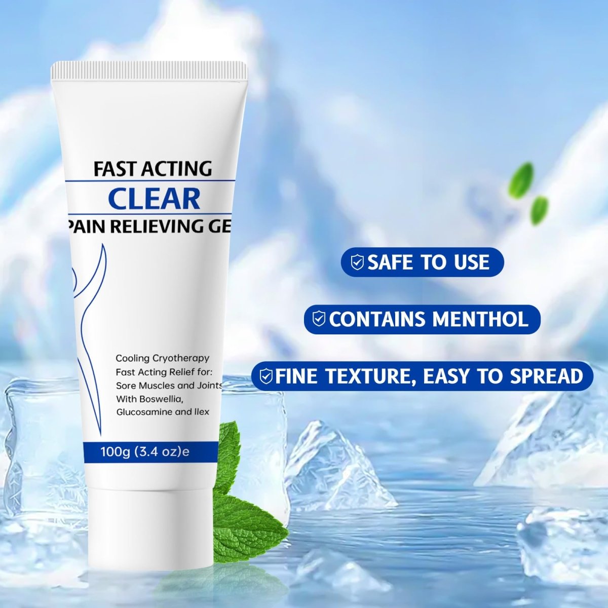 Soothing Cooling Gel with Menthol, Muscle Relief for Women and Men, 3.4oz - veakoo