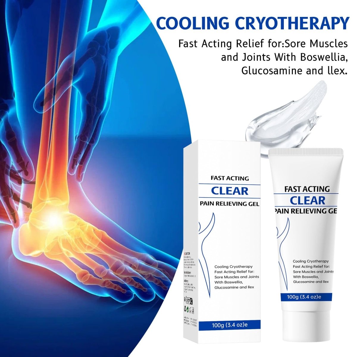 Soothing Cooling Gel with Menthol, Muscle Relief for Women and Men, 3.4oz - veakoo