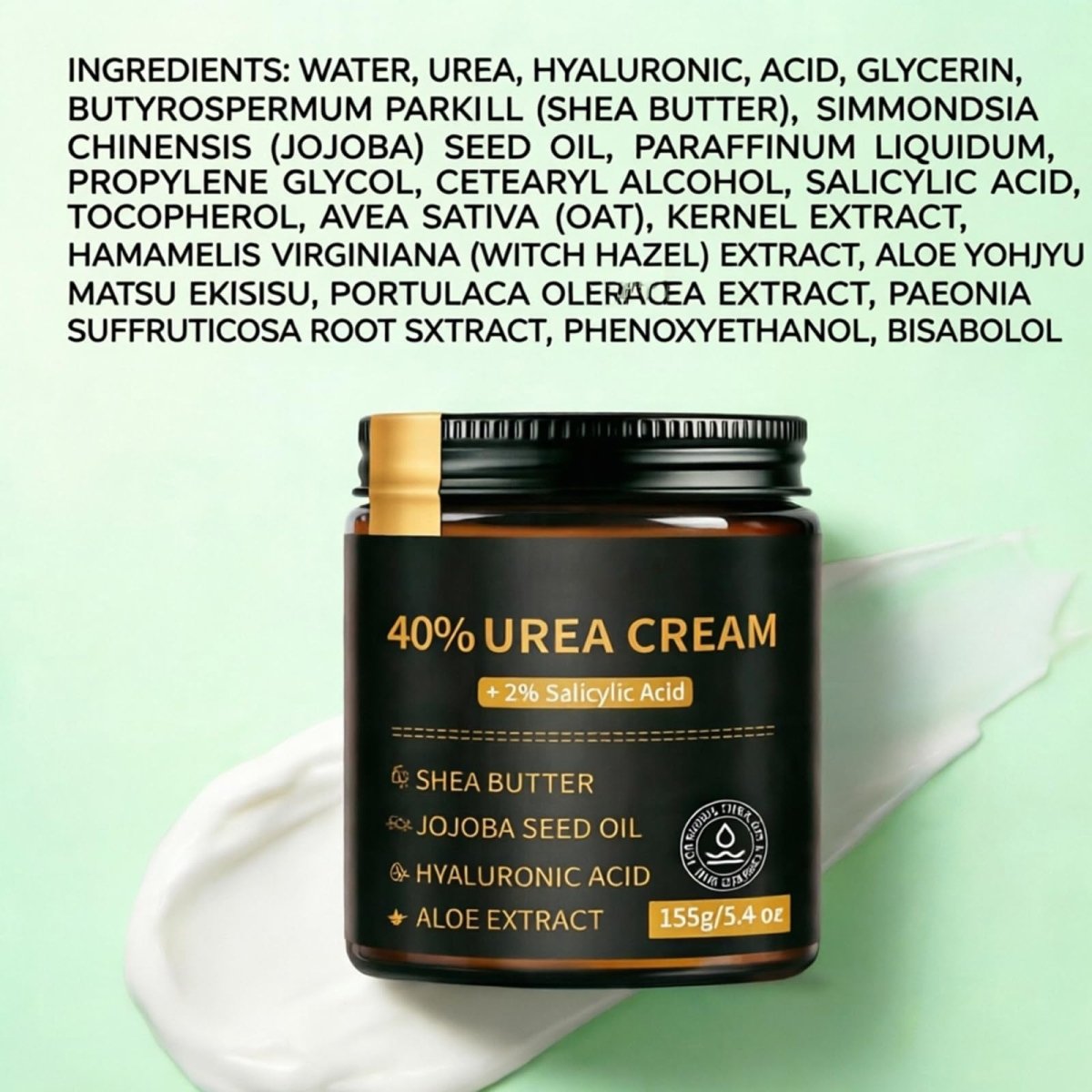 Urea Cream 40% with Salicylic Acid 2%, Dry Cracked Skin, 5.4 oz - veakoo