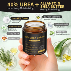 Urea Cream 40% with Salicylic Acid 2%, Dry Cracked Skin, 5.4 oz - veakoo