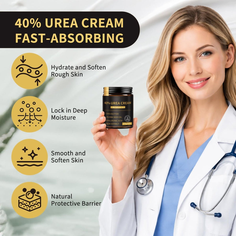 Urea Cream 40% with Salicylic Acid 2%, Dry Cracked Skin, 5.4 oz - veakoo