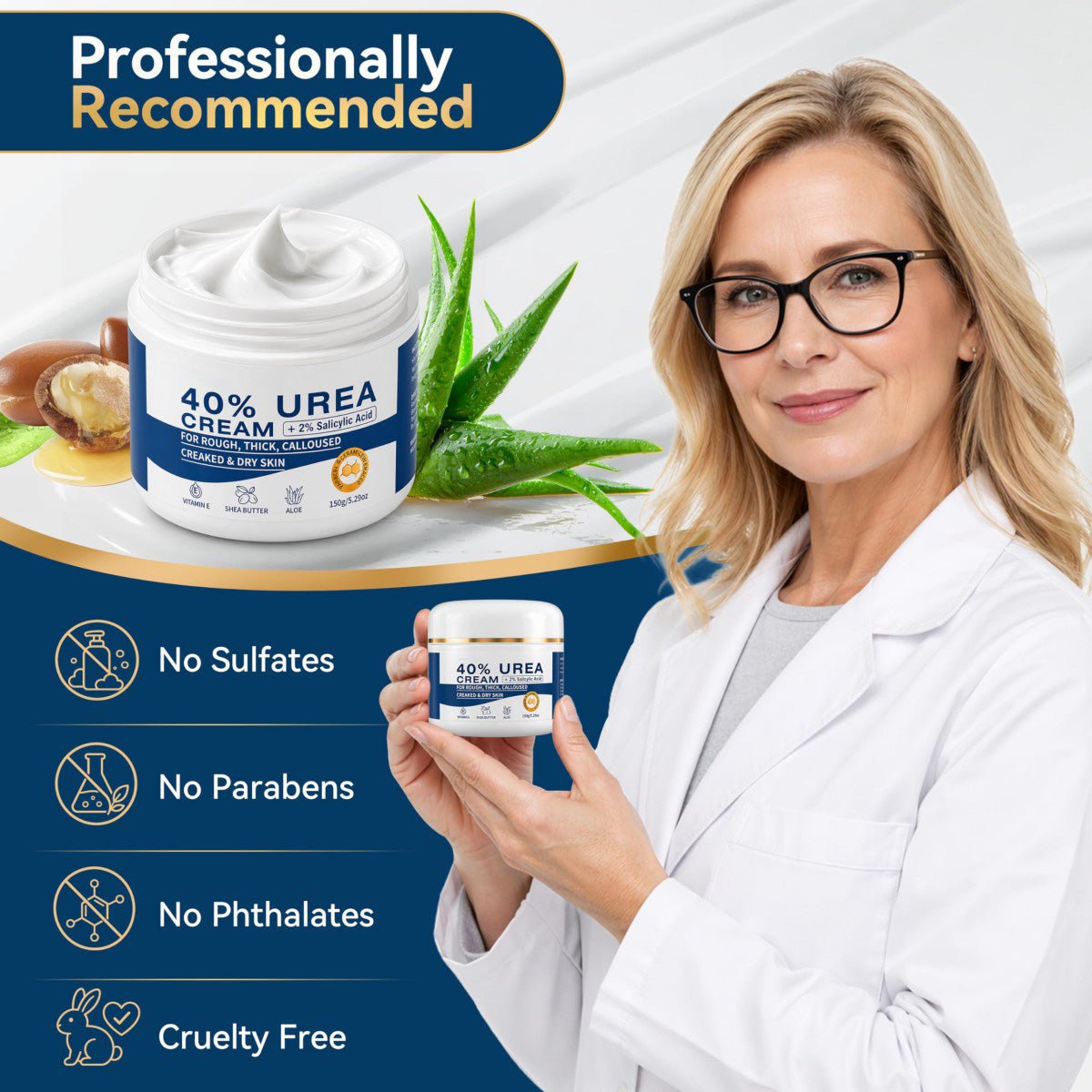 Urea Cream 40% with Salicylic Acid 2%, Foot and Hand Cream, Callus Remover, 5.29 oz - veakoo