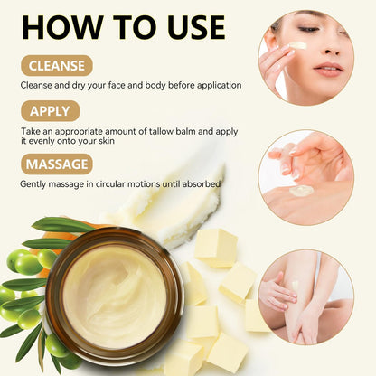 Veakoo Beef Tallow for Skin & Face, Organic Grass Fed Beef Tallow Balm (3.2oz) - veakoo
