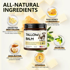 Veakoo Beef Tallow for Skin, Organic Whipped Tallow and Honey Balm (3.2oz) - veakoo