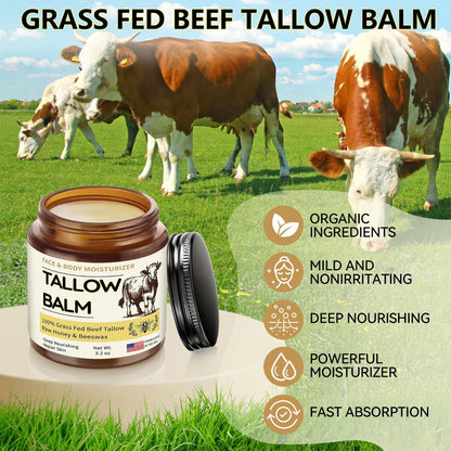 Veakoo Beef Tallow for Skin, Organic Whipped Tallow and Honey Balm (3.2oz) - veakoo