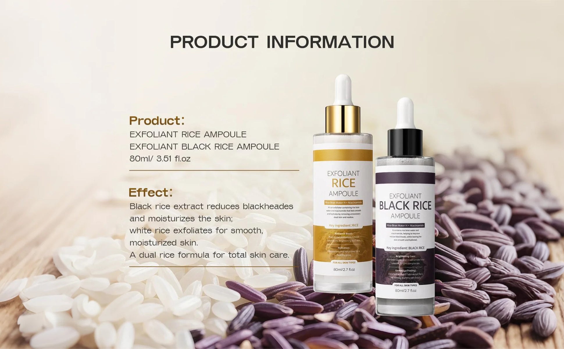 Rice Ampoule product information and skin care effects