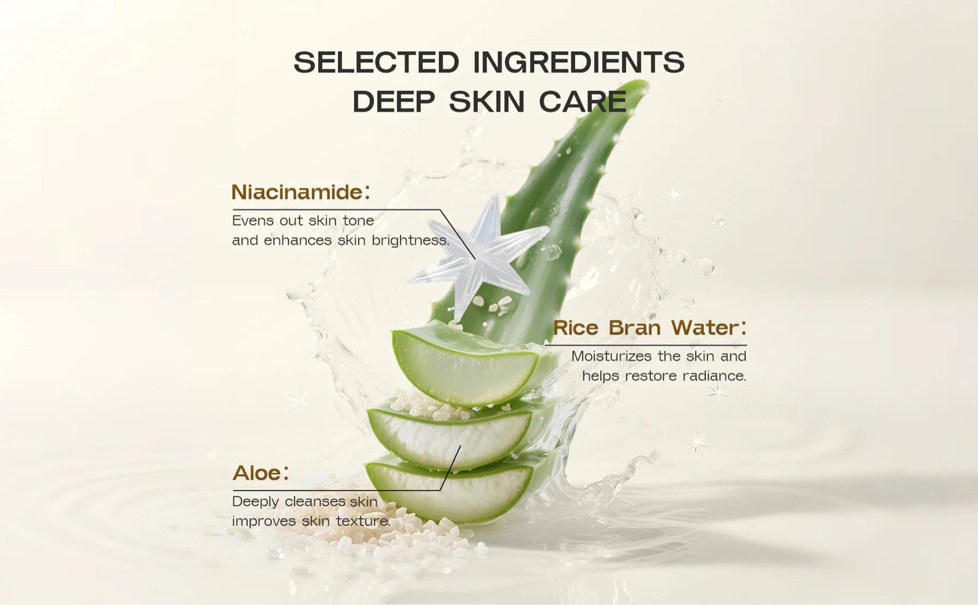 Rice Ampoule ingredients including niacinamide rice bran water and aloe