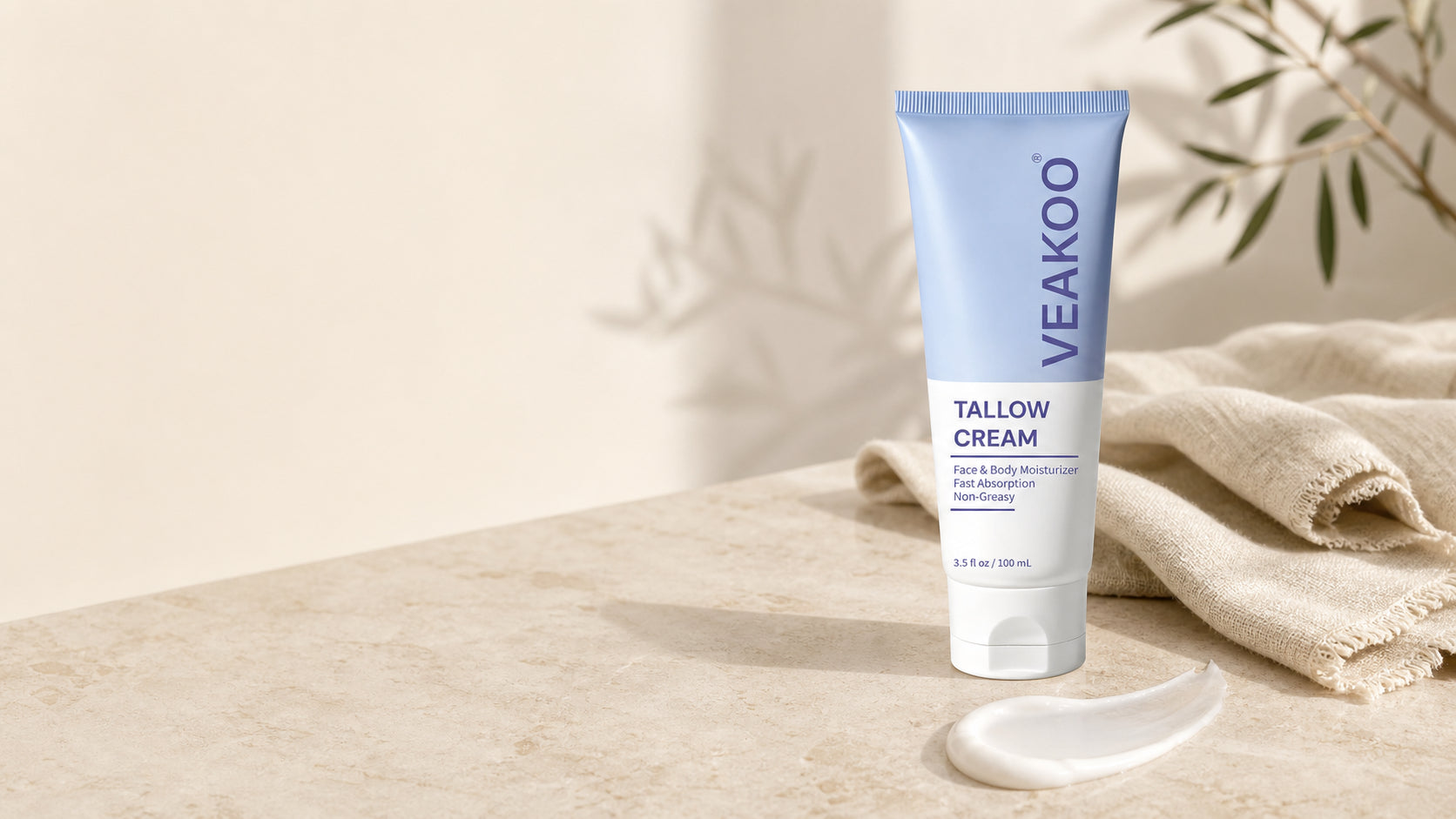 VEAKOO tallow cream in a simple care setting